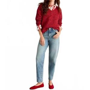 NEW WHITE STUFF textured v neck sweater in mid red